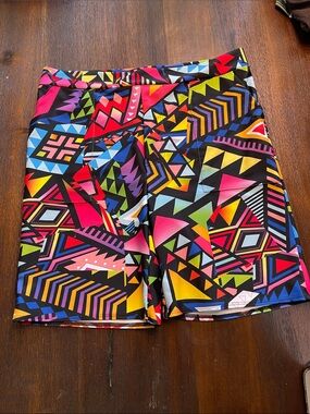 Candy Catz Rave Shorts Medium Colorful Geometric Abstract Boho Artsy Festival